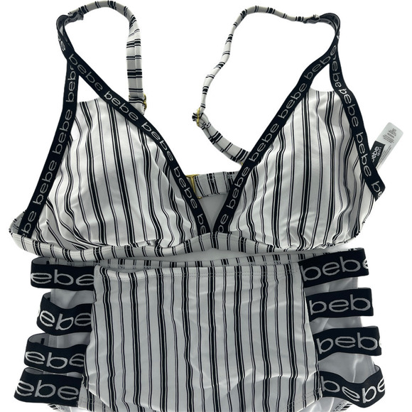 Bebe Sport Striped Logo Triangle Bikini - Picture 2 of 3